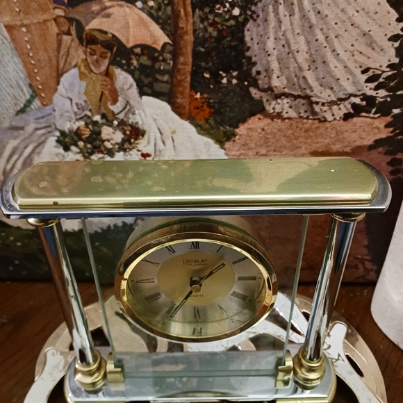 ⏰️Danbury Mint Heavy Mantle Clock 🕰🇩🇪  Sleek Vintage Art Deco,Brass&Chrome. - Picture 4 of 5